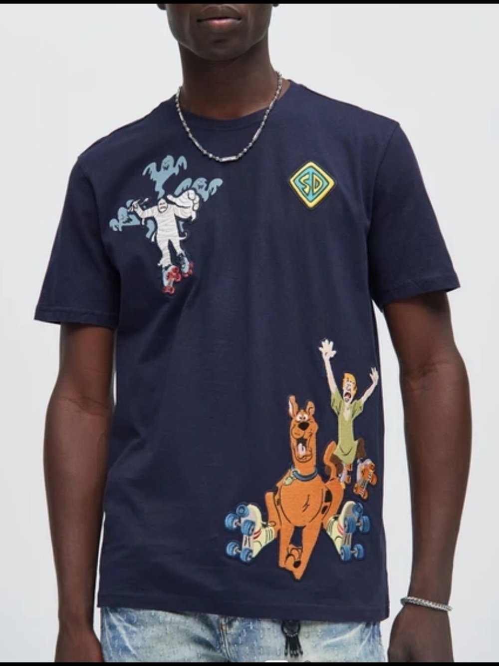 Scooby-Doo  Graphic Patches Navy Tee with Scooby & Shaggy XL